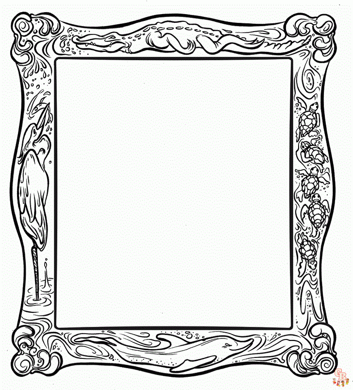 Printable picture frame coloring pages free for kids and adults