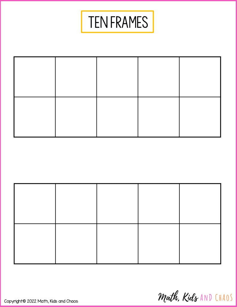 Printable ten frames