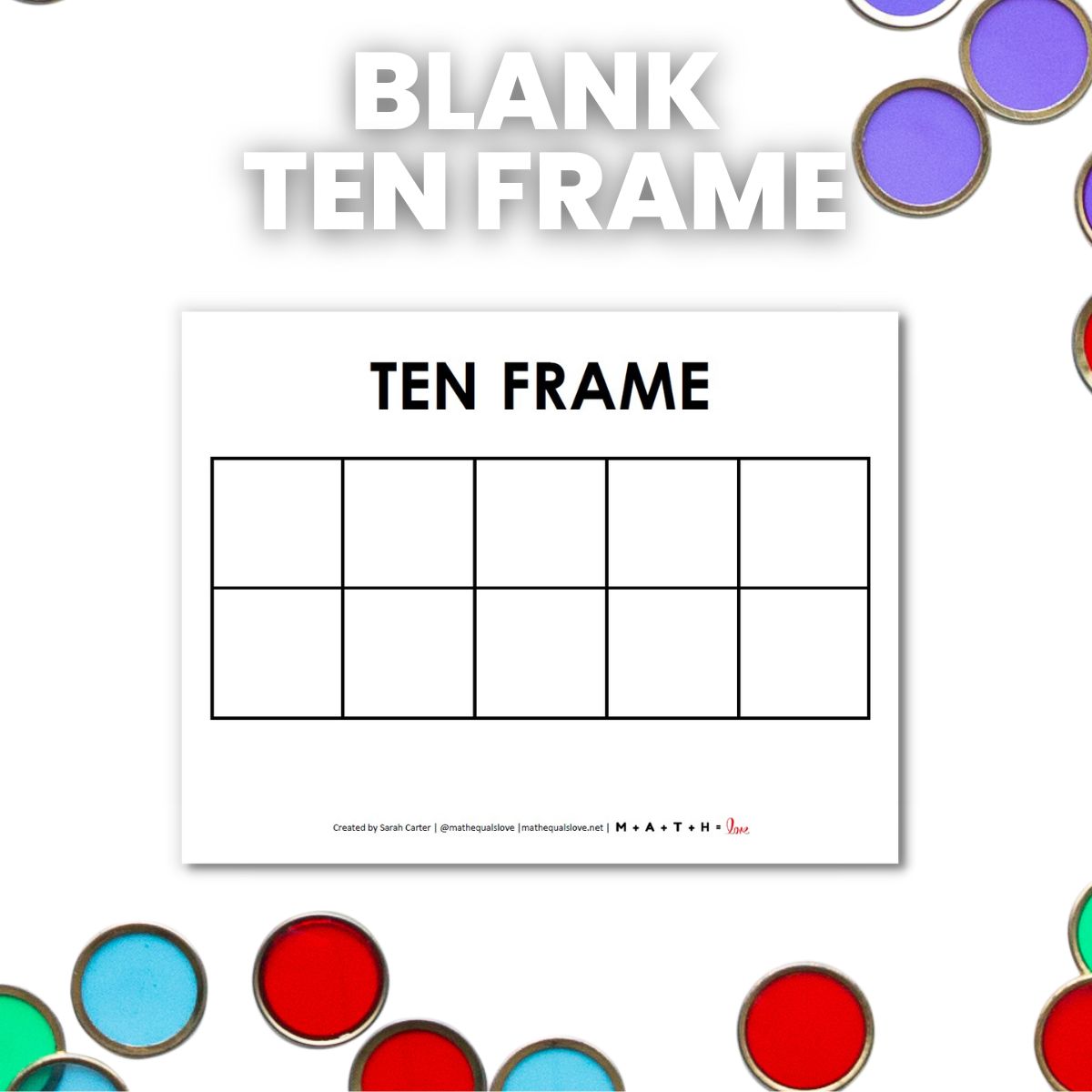 Blank ten frame template math love