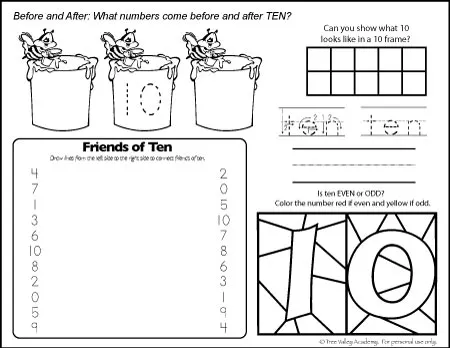 Number bonds to worksheets