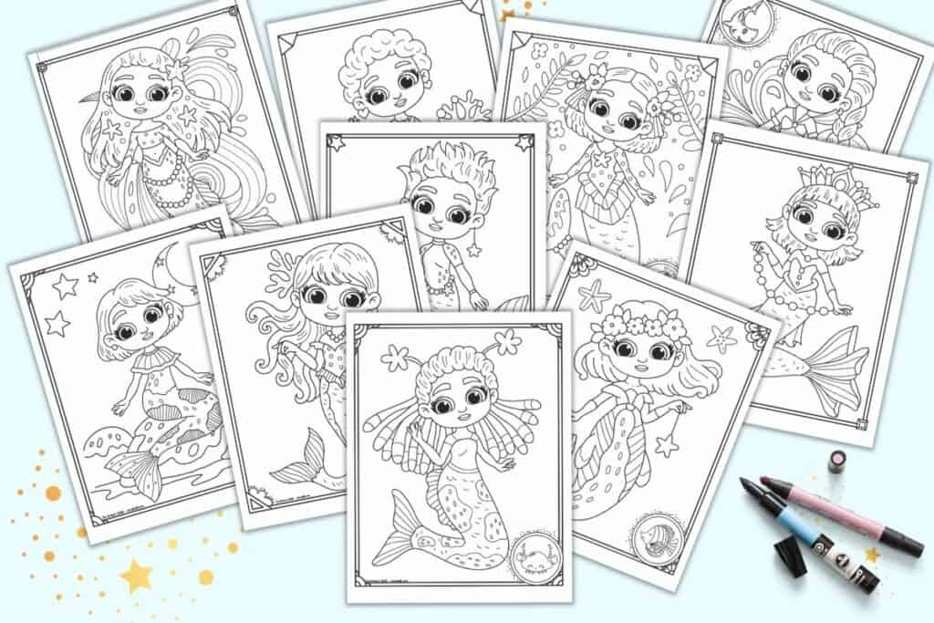 Free printable mermaid coloring pages