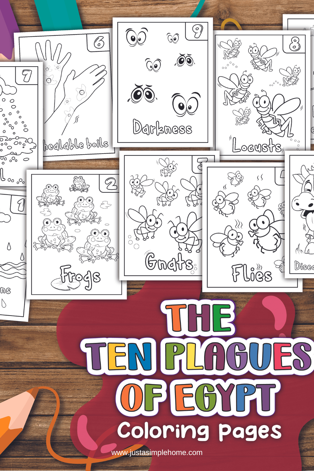 Plagues coloring pack for kids