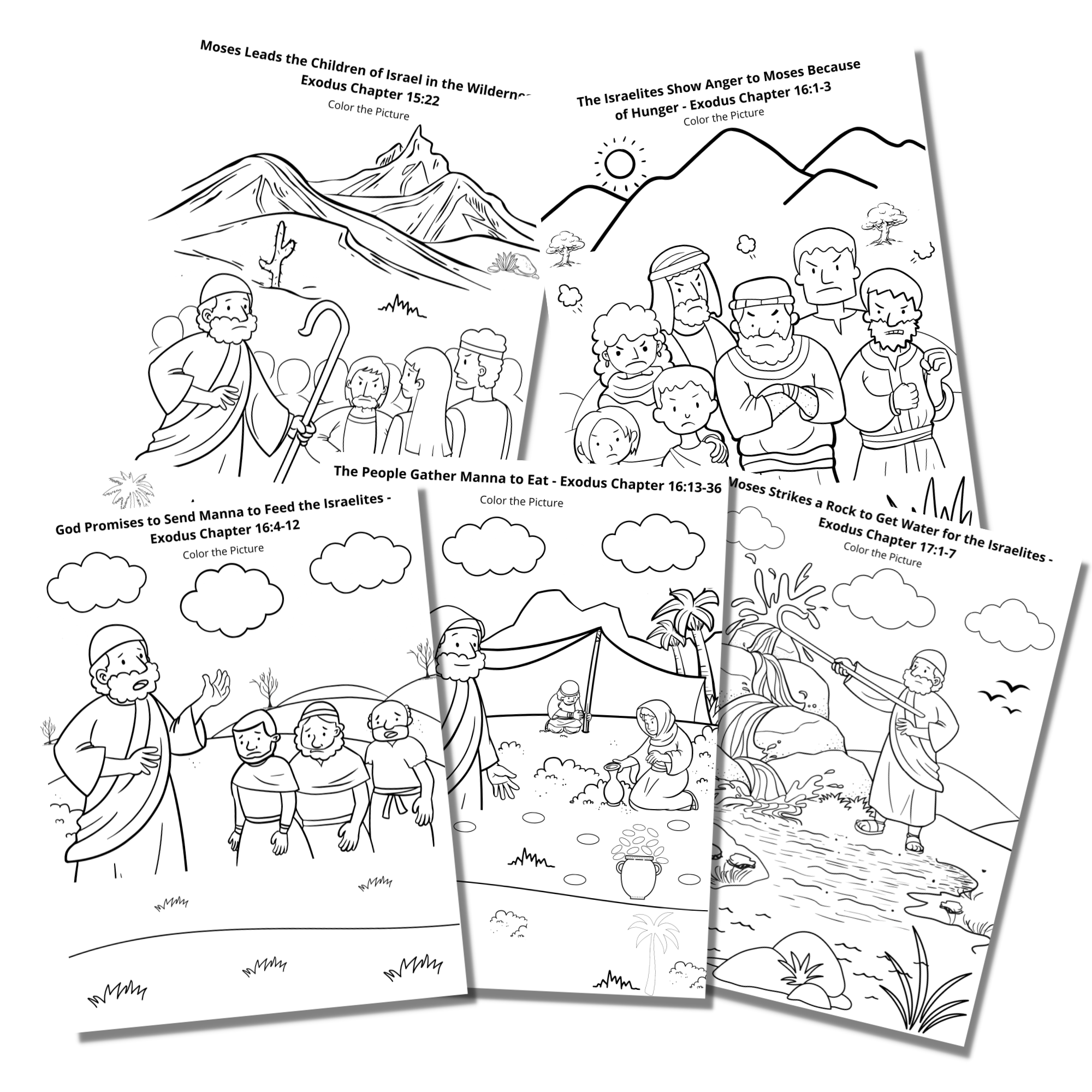 Moses leads the israelites in the wilderness coloring pages â at home with zan printables