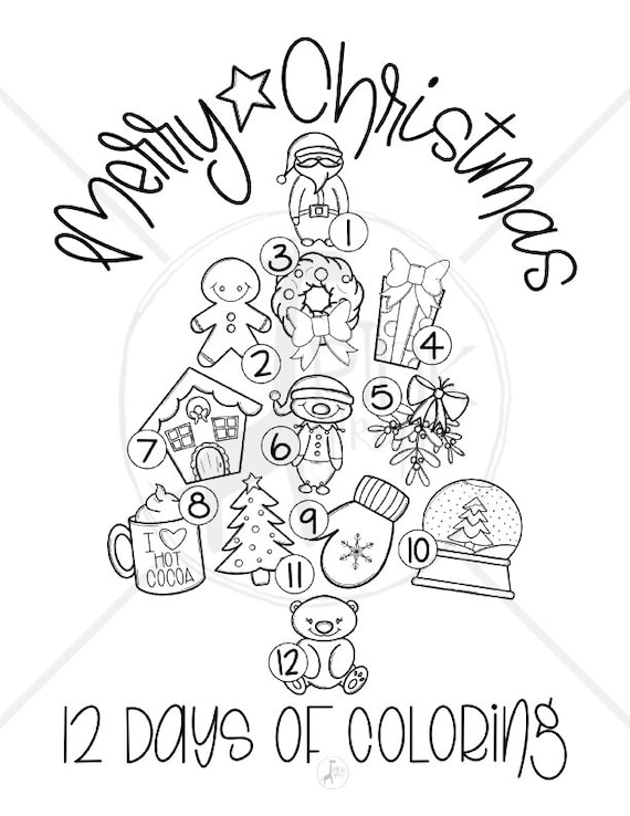 Days of christmas countdown coloring page pdf