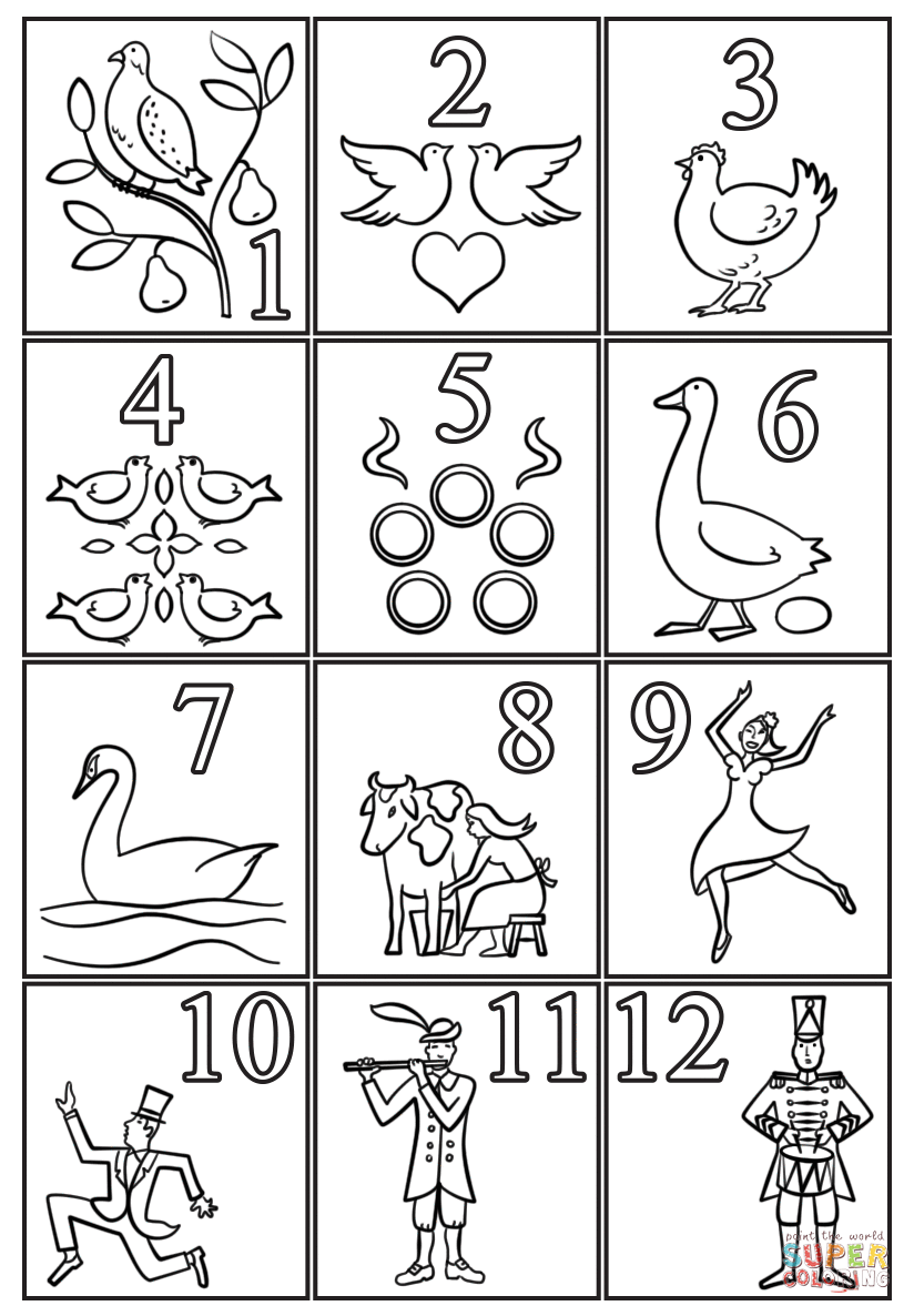 Days of christmas coloring page from christmas animals category select from â days of christmas song christmas coloring pages twelve days of christmas