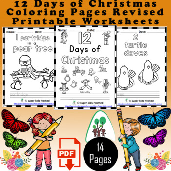 Days of christmas coloring pages revised by super kidspro tpt