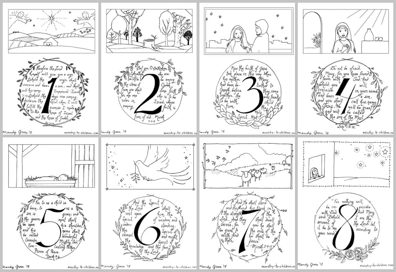 Story of advent calendar coloring pages pdf printable ministry