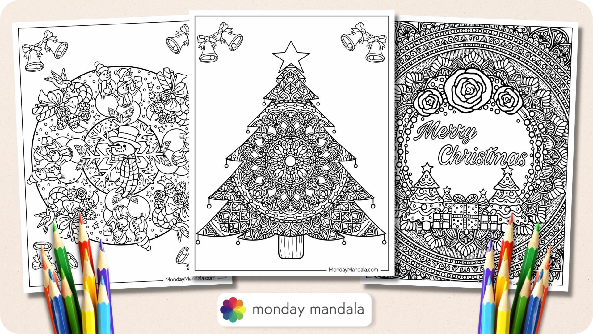 Christmas mandala coloring pages free pdf printables