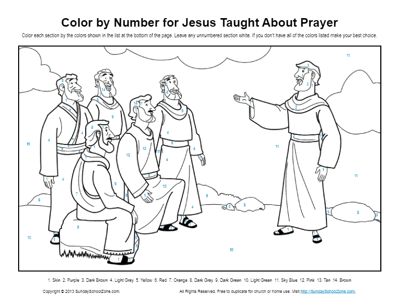 Bible coloring pages for kids jesus taught about prayer