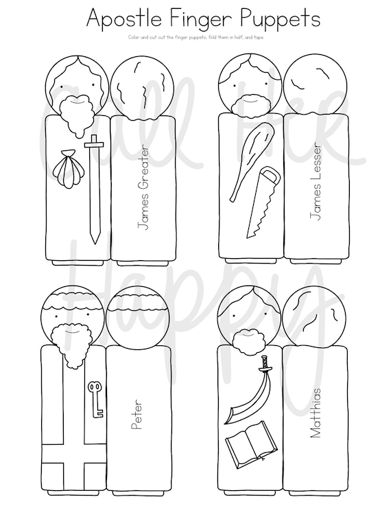 Apostles disciples bible story finger puppets worksheet printable coloring page sheet catholic resources for kids prayer activities jesus