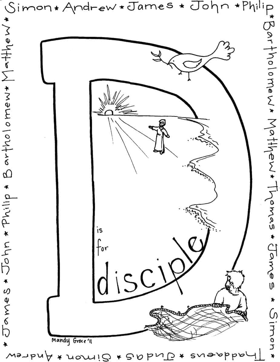 D is for disciple coloring page