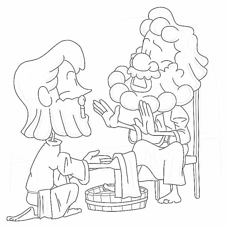 Jesus washes the disciples feet coloring page