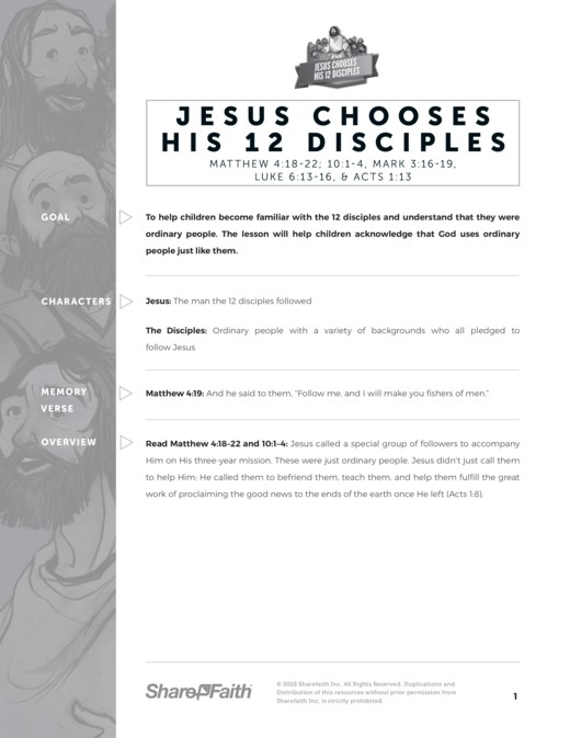 Jesus chooses his disciples sunday school coloring pages clover media