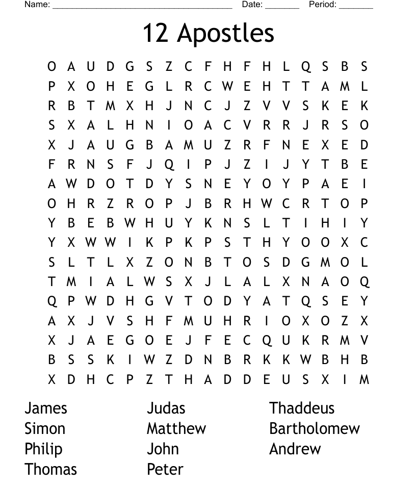 Similar to disciples of jesus word search