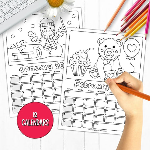 Free printable coloring calendar for kids â