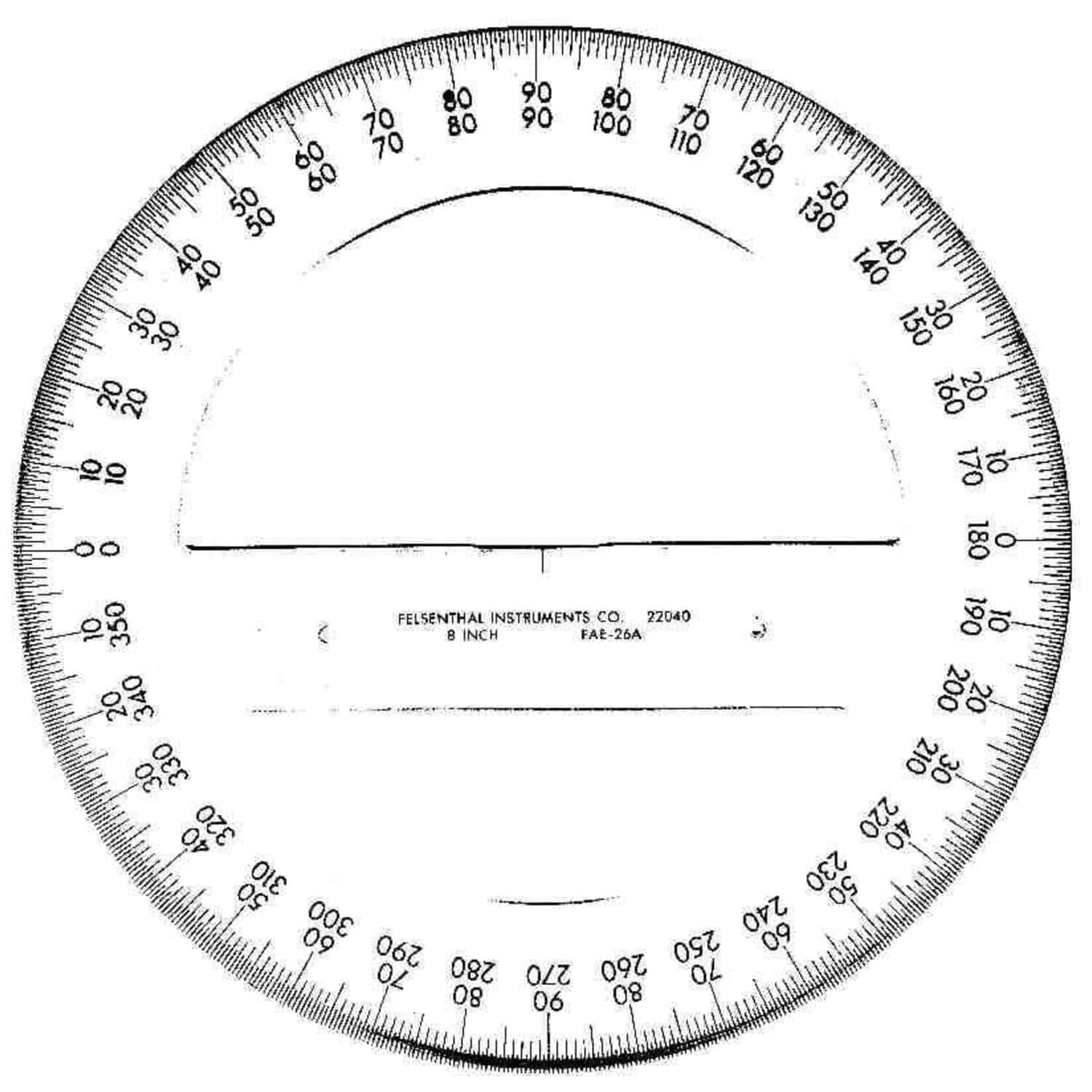 Protractor mm base degree