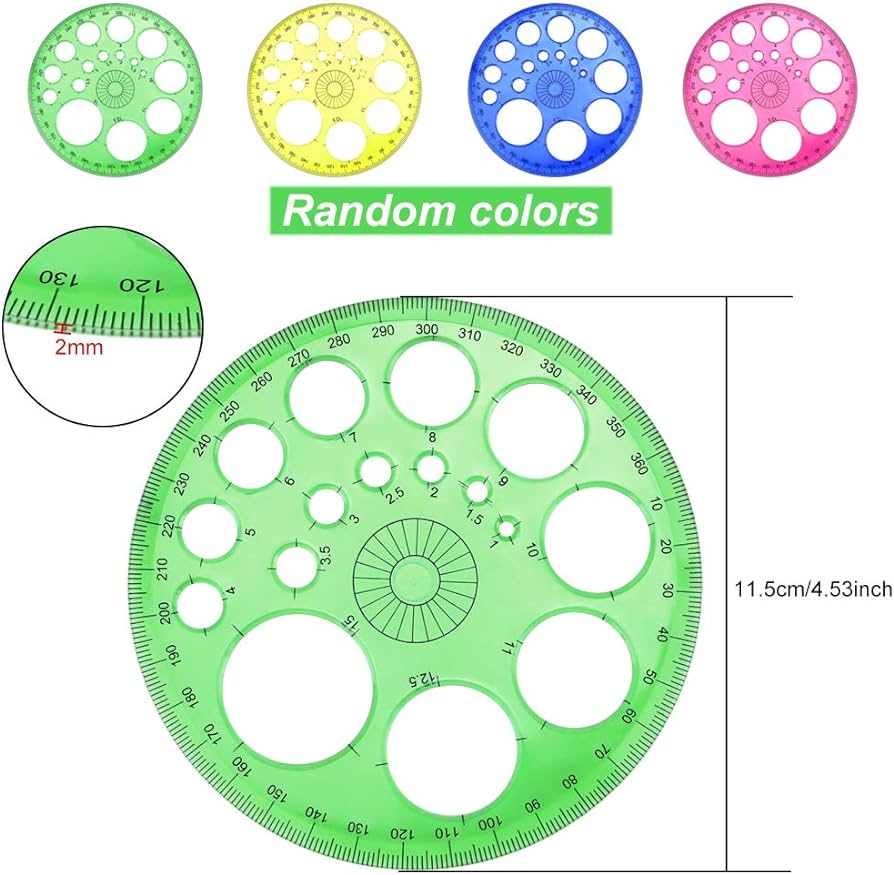 Afasoes pcs degree protractor circle ruler math protractors geometry plastic protractor angle measurement tool inch mpass drawing ruler template for school office supply lor random stationery office supplies