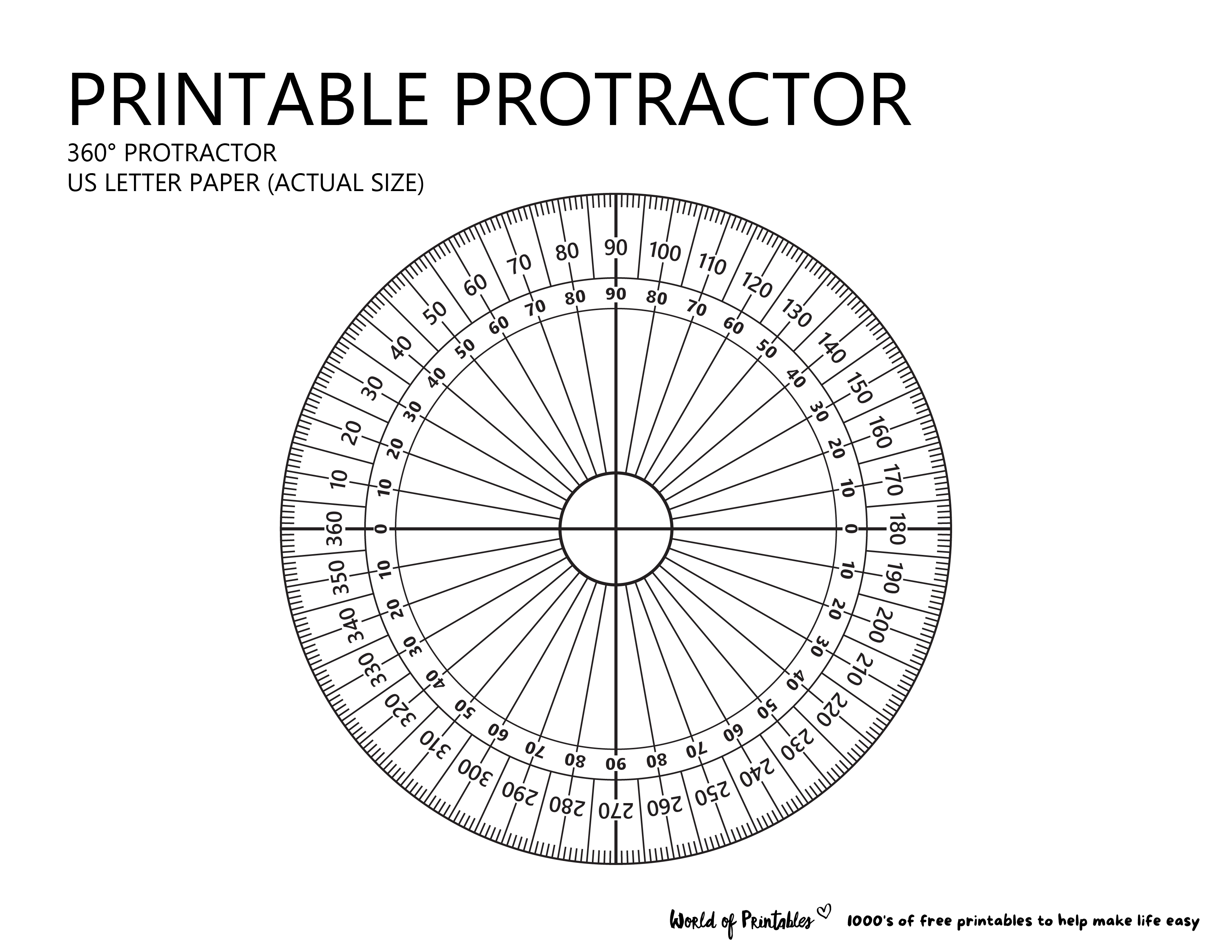 Printable protractor