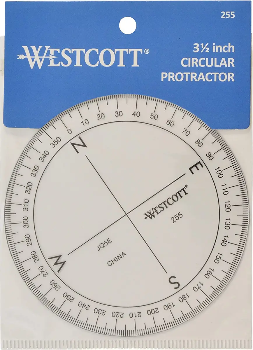 Westcott degree pass protractor transparent clear