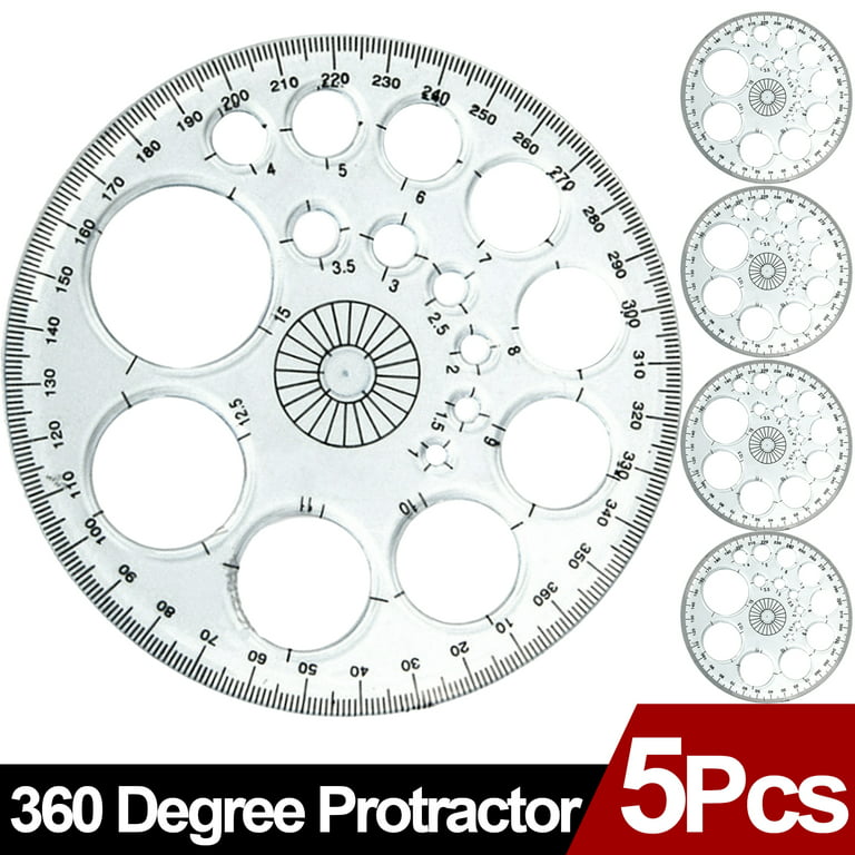 Degree protractor transparent circle ruler inch protractor measuring tool for angle measurement making circles for school student classroom pcs