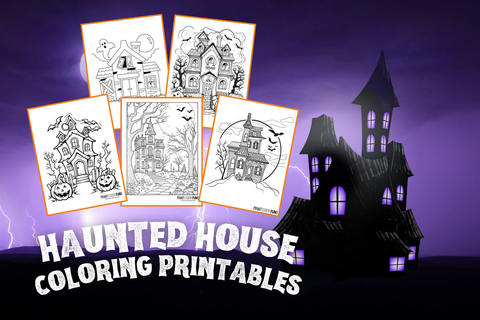 Haunted house coloring pages easy craft activities for halloween fun at