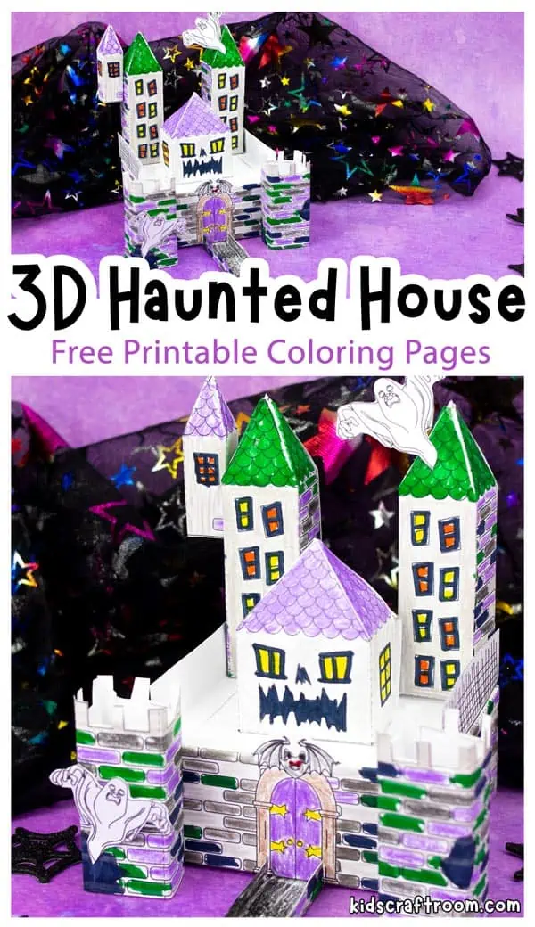 D haunted house coloring pages free halloween printable