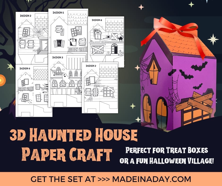 D haunted house halloween treat boxes made in a day