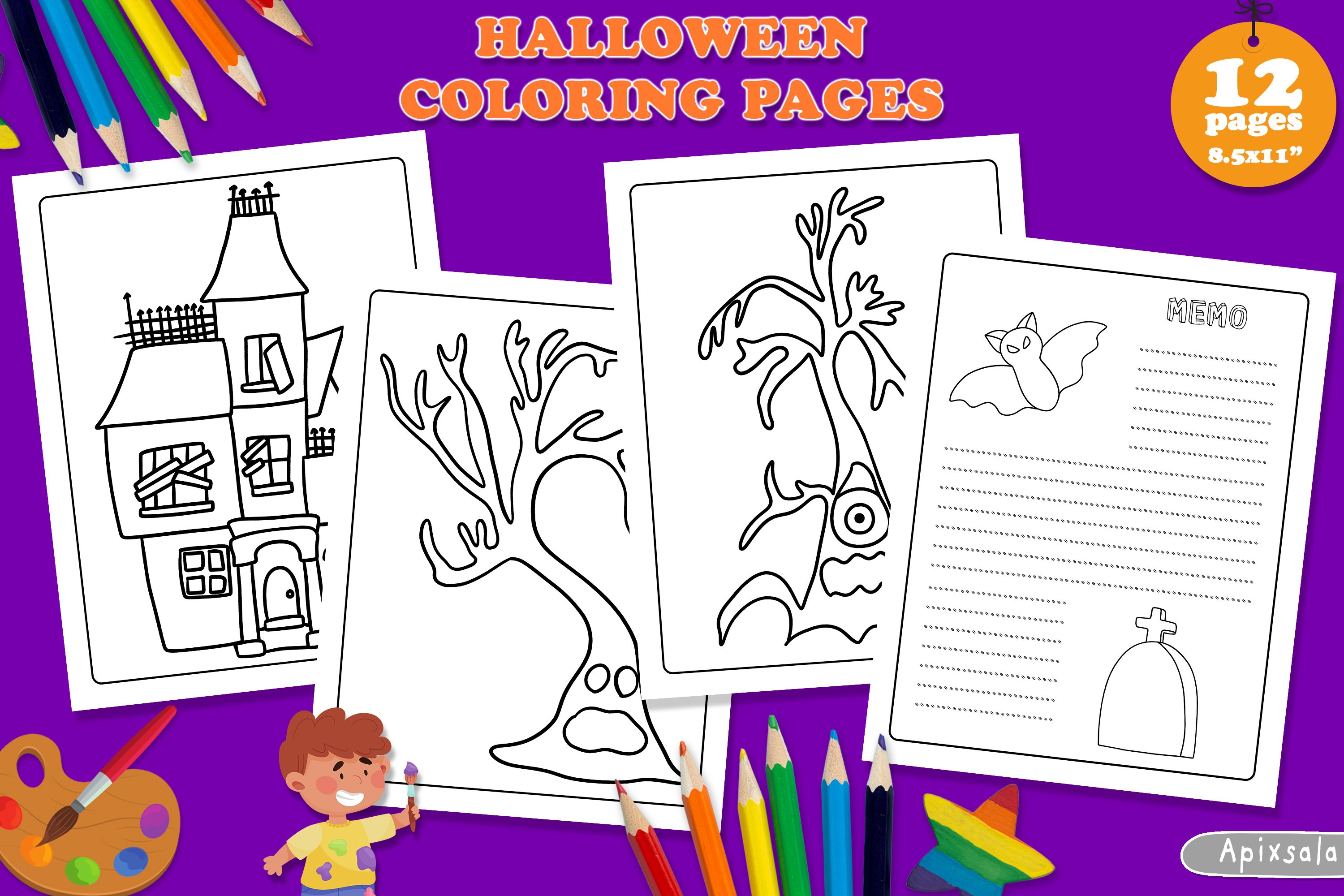 Halloween haunted house kids coloring pages kids coloring