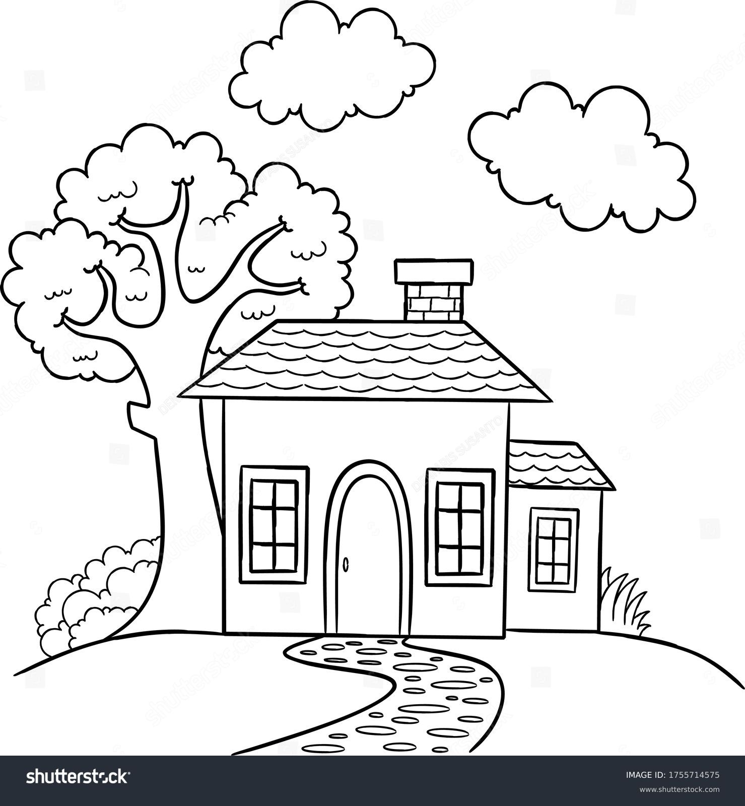 Thousand coloring page house royalty