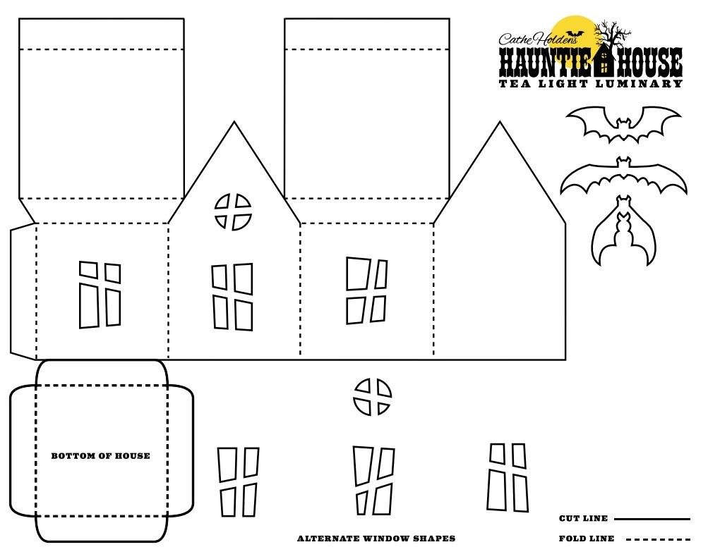 Haunted house free printable paper house template house gift box house template