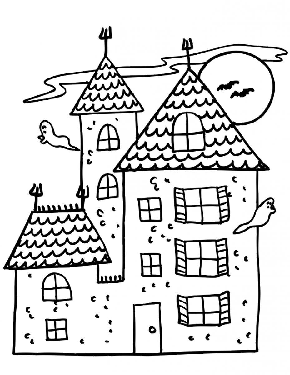 Free printable haunted house coloring pages for kids