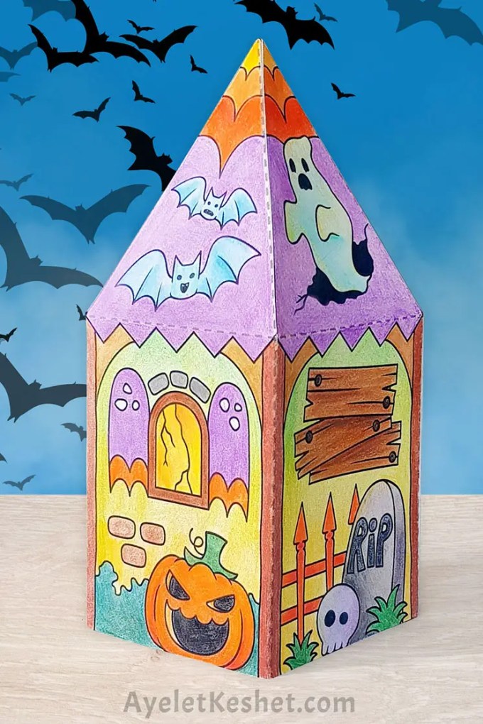 Halloween craft paper haunted house