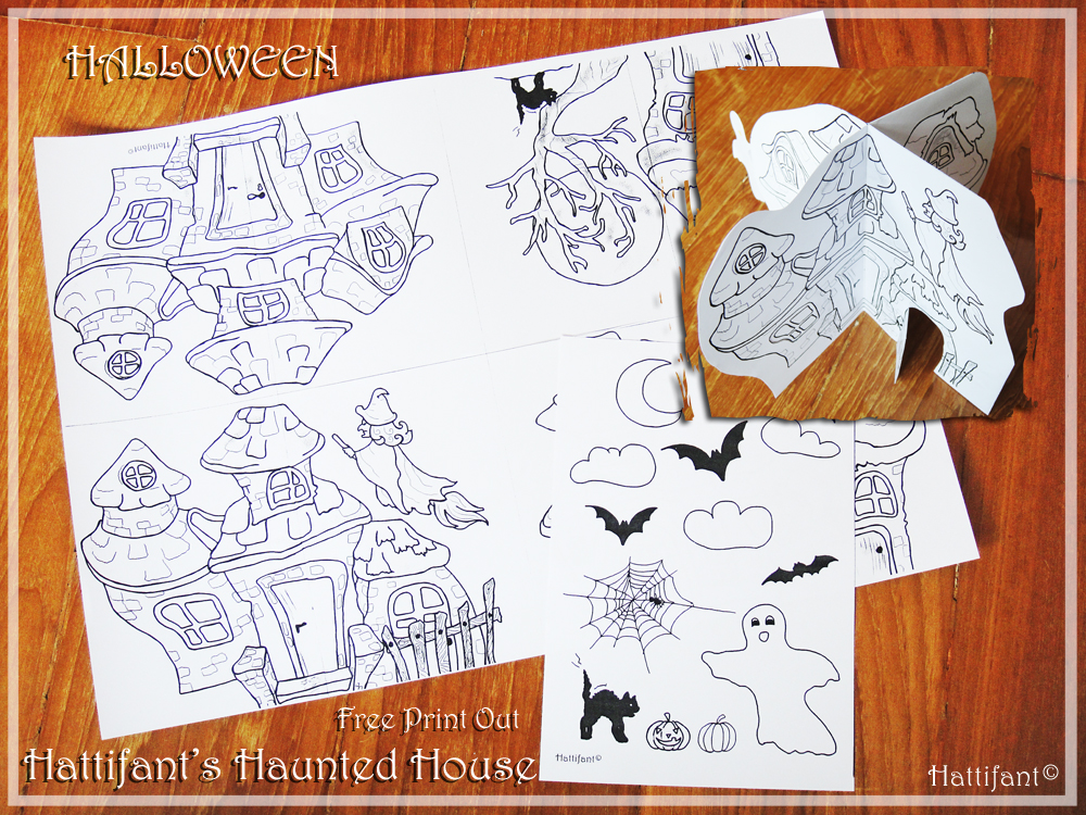 Its halloween time to colour in a haunted house