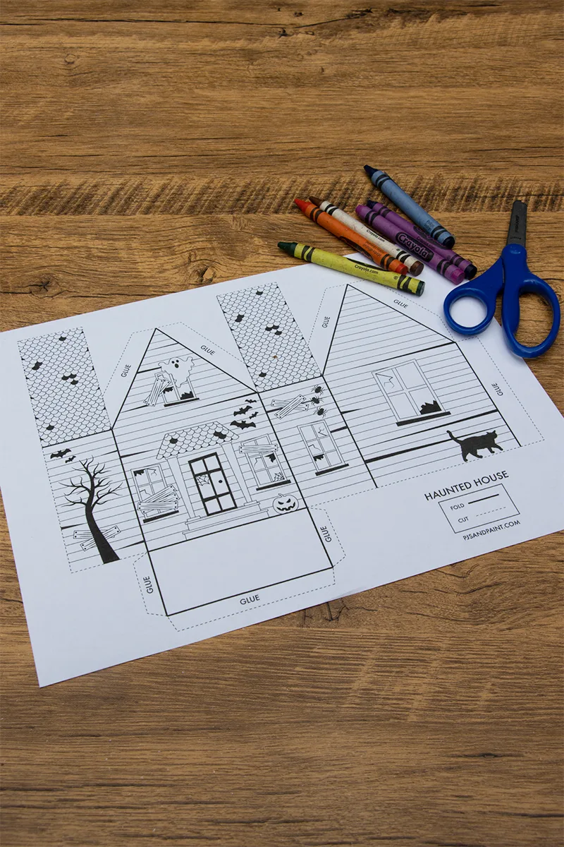 Free printable d haunted house coloring page