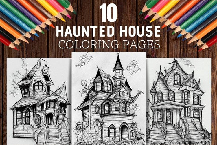 Haunted houses coloring pages