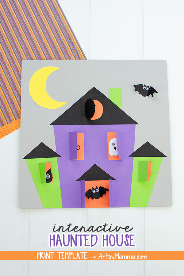 Printable haunted house craft for halloween