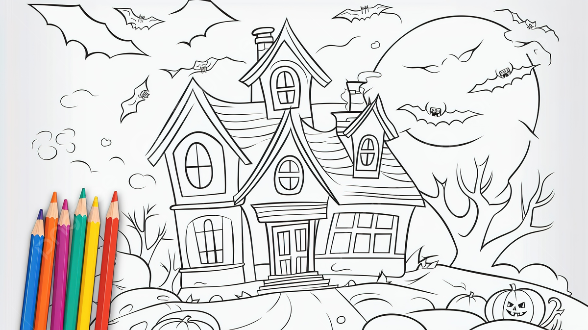 Halloween house coloring page printable halloween coloring book background free halloween picture to color halloween powerpoint halloween background image and wallpaper for free download