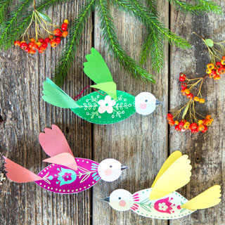 D paper birds christmas crafts ornaments