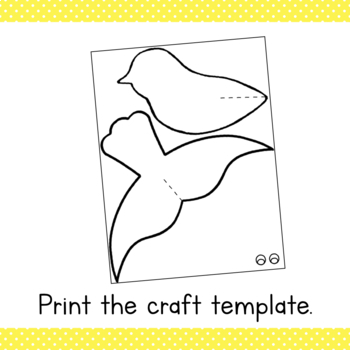 D bird craft paper craft template spring craft template tpt