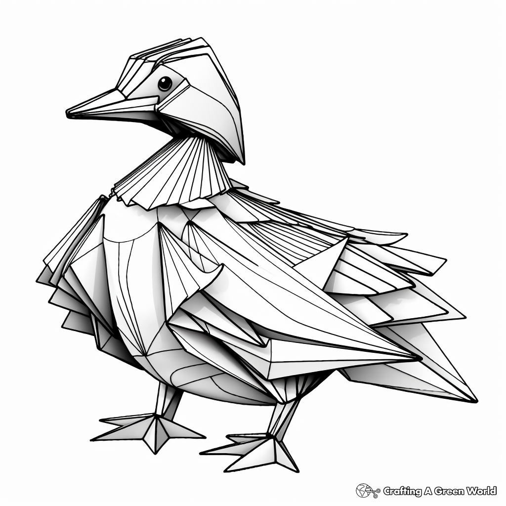 Paper duck coloring pages