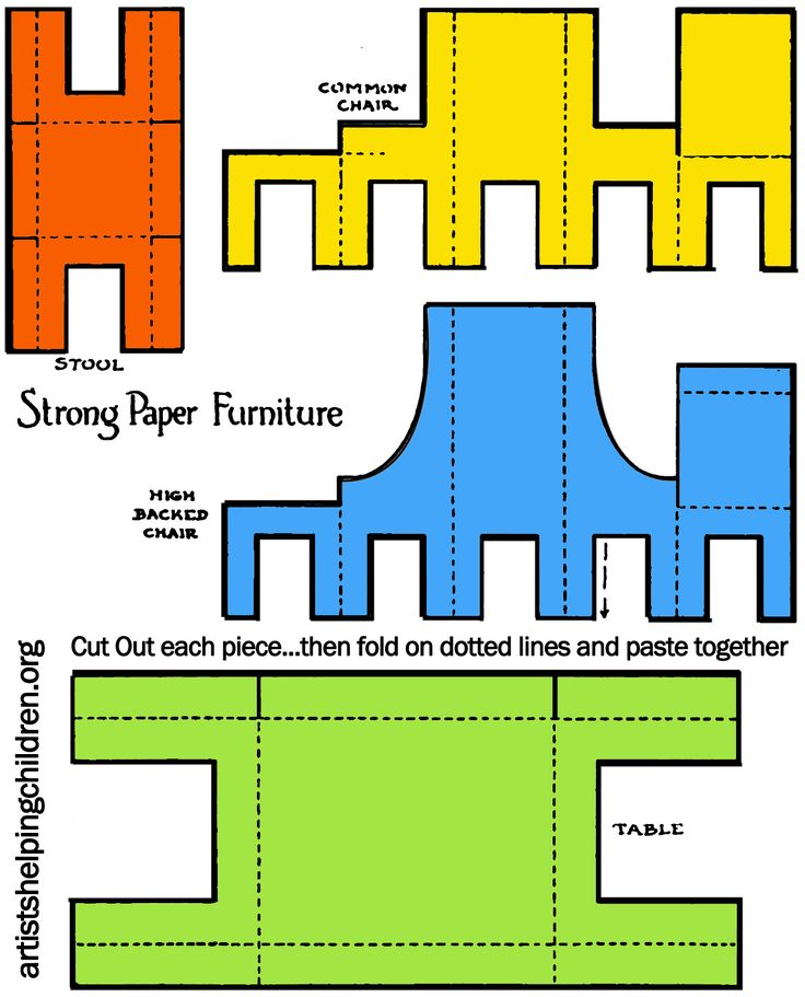 How to make a paper doll house table chairs