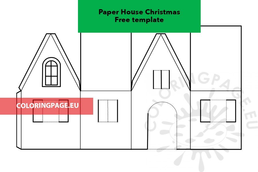 Diy paper house christmas template coloring page