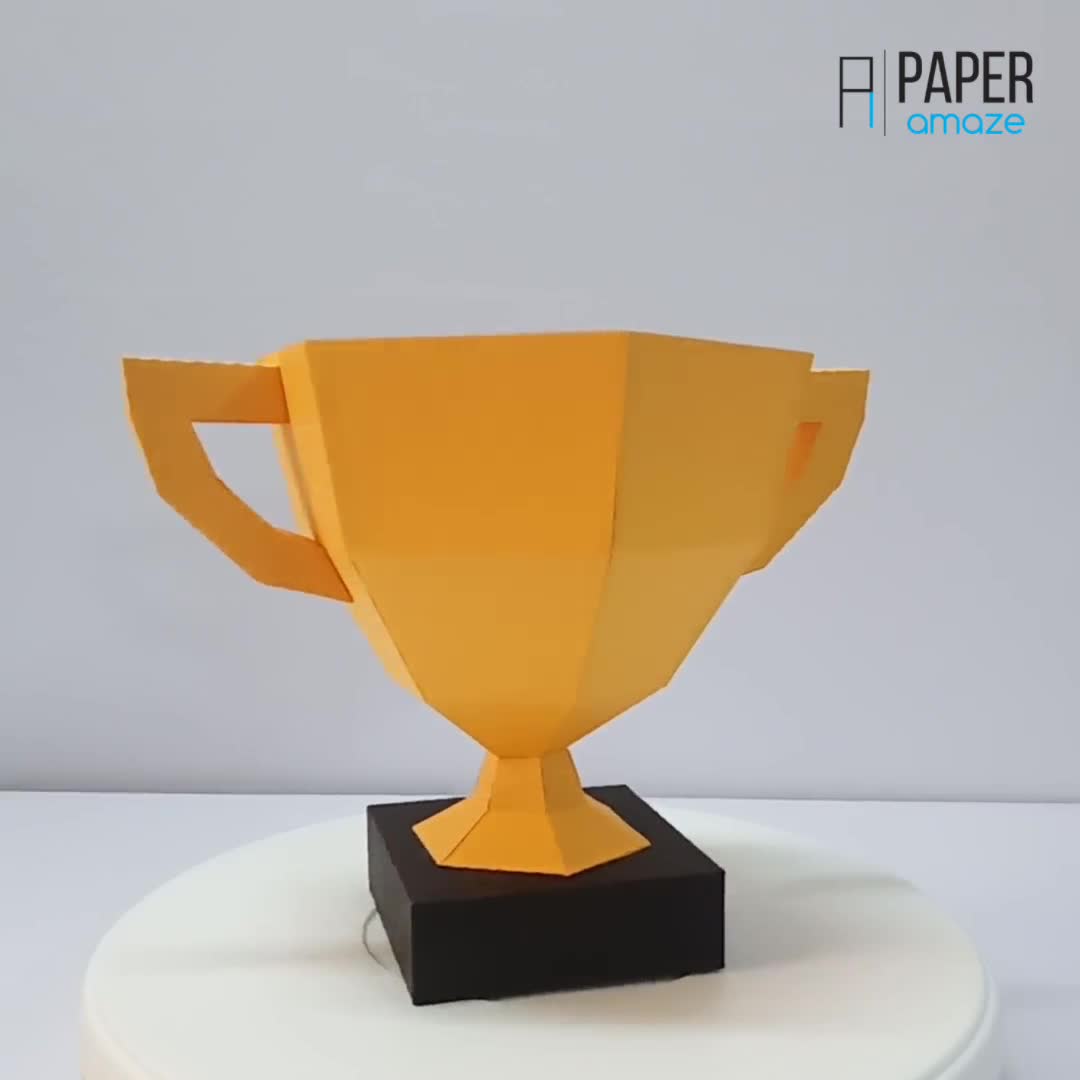 Diy trophy cup favorpapercraft trophytrophy hockeygift boxcandy boxpaper trophytrophy templateparty favortrophy pnglow poly trophy