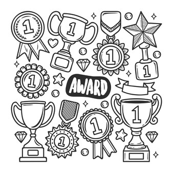 Trophy coloring page vectors illustrations for free download