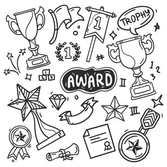 Trophy coloring page vectors illustrations for free download