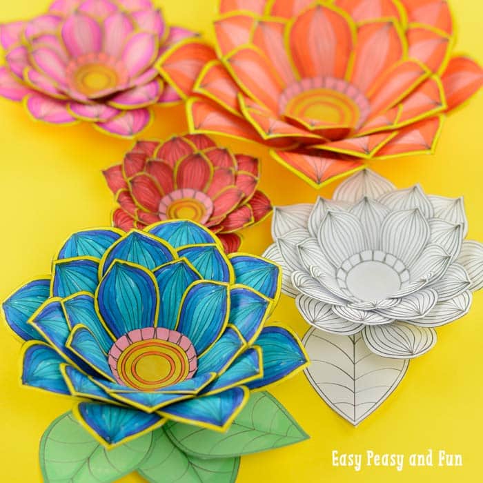 Paper craft flowers d coloring pages