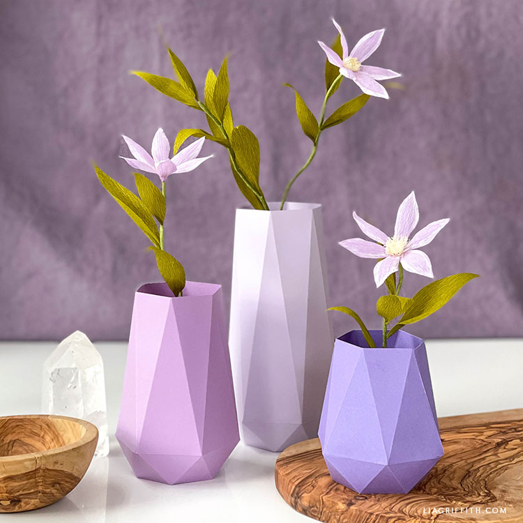 Geometric paper vases diy template tutorial