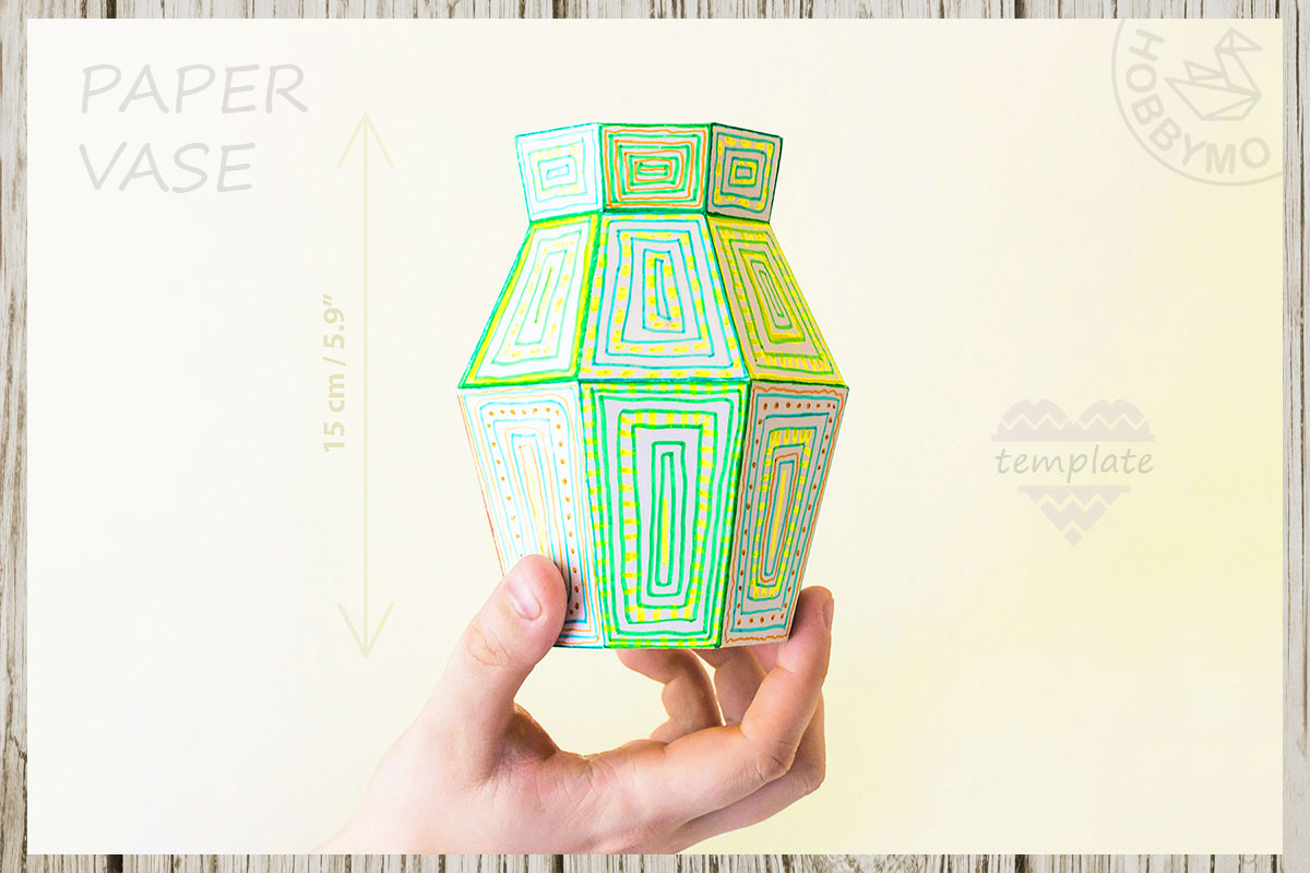 Paper vase height cm and cm d papercraft template