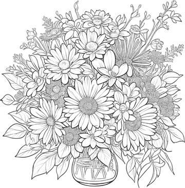 Premium vector flowers peonies in a vase coloring page vector