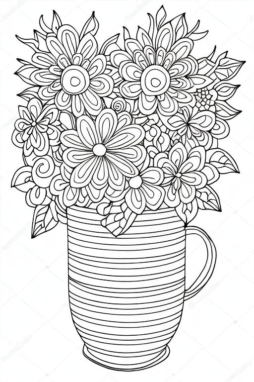 Vase flowers coloring pages